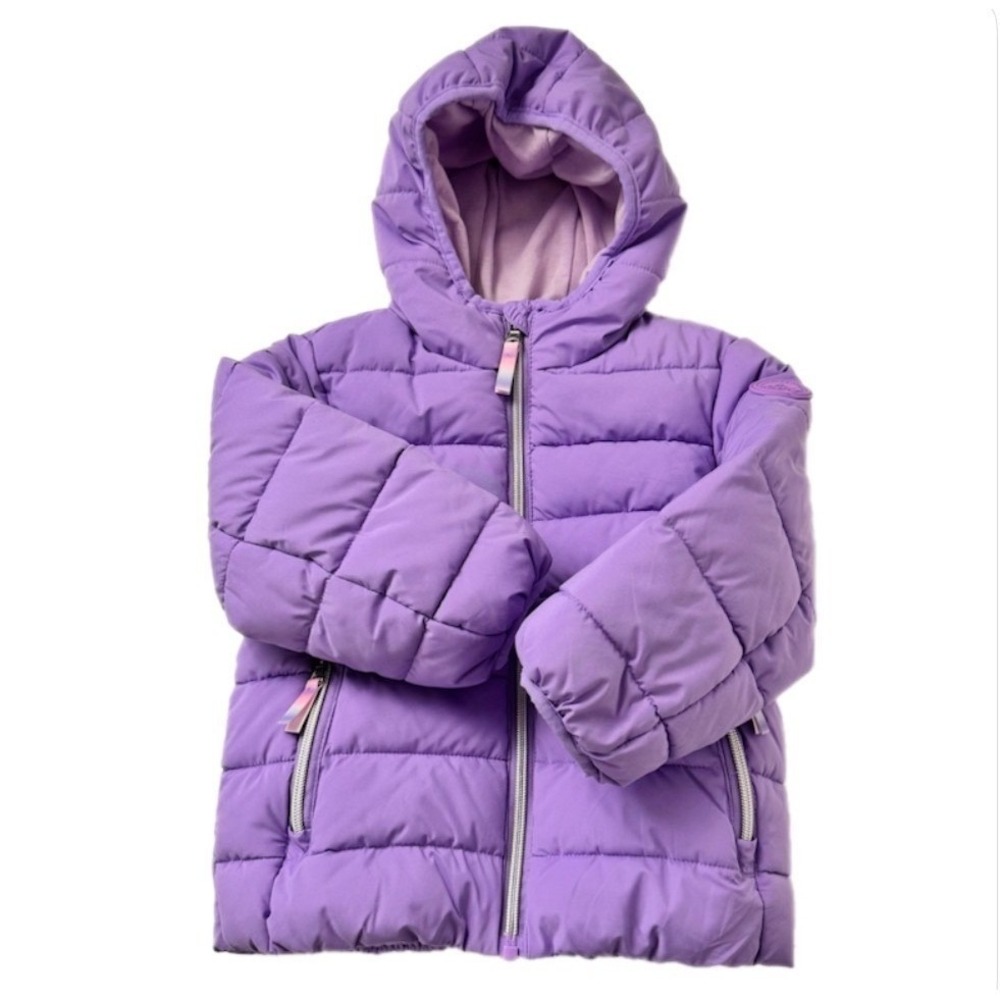Gerry Puffer Jacket Kids 3T Purple Quilted Hooded Full‎ Zip Winter Coat